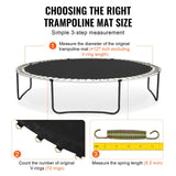 Beds & Bed Frames: VEVOR Replacement Trampoline Mat Fits 12ft Frame 72 V-Rings 5.5" Spring Length