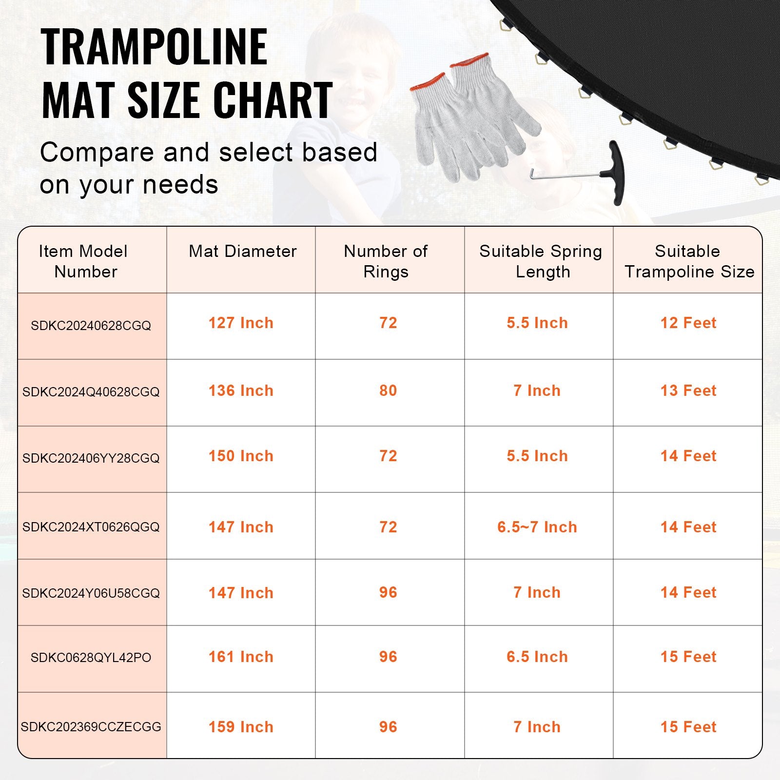 Beds & Bed Frames: VEVOR Replacement Trampoline Mat Fits 12ft Frame 72 V-Rings 5.5" Spring Length