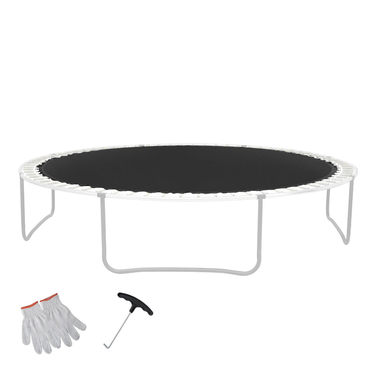 Replacement Trampoline Mat, Jumping Mat Fits 15ft Frame, Universal Jumping Mat for 15ft Round Trampoline, Reinforce UV-Resistant Mat with Spring Tool & Durable V-Rings, Fit 7" Spring Length