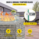 Fire Pits: VEVOR Fire Pit Wind Guard, Glass Flame Guard, Round Glass Shield, 1/4-Inch Thick Fire Table, Clear Tempered Glass Flame Guard, Aluminum Alloy Feet for Propane, Gas, Outdoor (23 x 23 x 6 Inch)