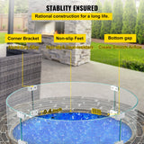 Fire Pits: VEVOR Fire Pit Wind Guard, Glass Flame Guard, Round Glass Shield, 1/4-Inch Thick Fire Table, Clear Tempered Glass Flame Guard, Aluminum Alloy Feet for Propane, Gas, Outdoor (23 x 23 x 6 Inch)