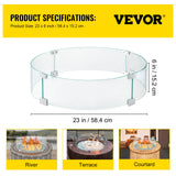 Fire Pits: VEVOR Fire Pit Wind Guard, Glass Flame Guard, Round Glass Shield, 1/4-Inch Thick Fire Table, Clear Tempered Glass Flame Guard, Aluminum Alloy Feet for Propane, Gas, Outdoor (23 x 23 x 6 Inch)