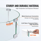 Fire Pits: VEVOR Fire Pit Wind Guard, 23 x 23 x 8 Inch Glass Flame Guard, Round Glass Shield, 1/4-Inch Thick Fire Table, Clear Tempered Glass Flame Guard, Aluminum Alloy Feet for Propane, Gas, Outdoor