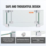 Fire Pits: VEVOR Fire Pit Wind Guard, 23 x 23 x 8 Inch Glass Flame Guard, Round Glass Shield, 1/4-Inch Thick Fire Table, Clear Tempered Glass Flame Guard, Aluminum Alloy Feet for Propane, Gas, Outdoor