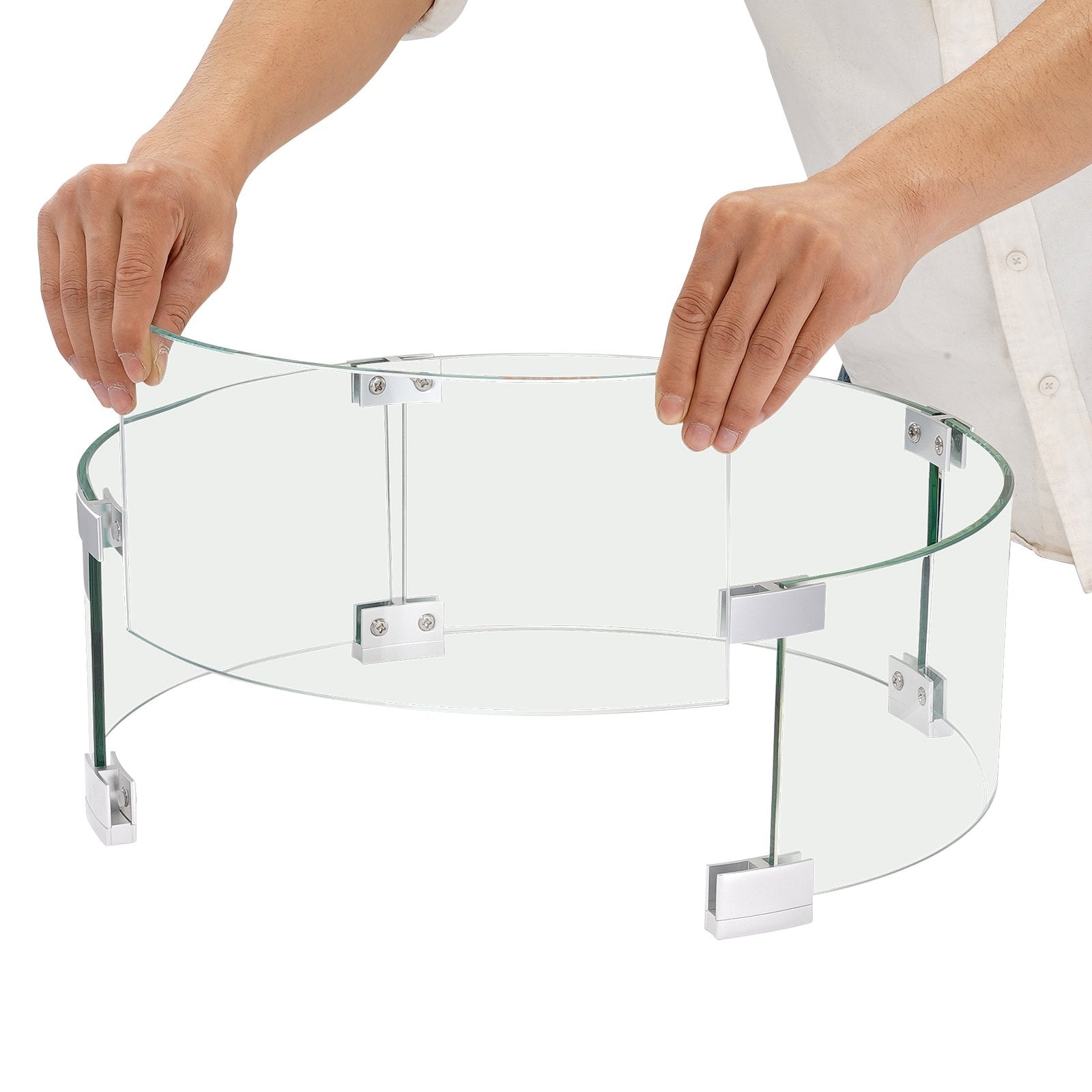Fire Pits: VEVOR Fire Pit Wind Guard, 26 x 26 x 6 Inch Glass Flame Guard, Round Glass Shield, 1/4-Inch Thick Fire Table, Clear Tempered Glass Flame Guard, Steady Feet Tree Pit Guard for Propane, Gas, Outdoor