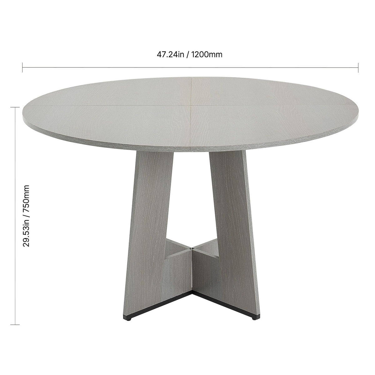 Round Dining Table, 47 inch Wood Table for 4-6 Person, Farmhouse Circle Dinner Furniture, Rustic Leisure Tables with Thick Wooden Legs, for Home Kitchen Living Room, Grey (Only Table)