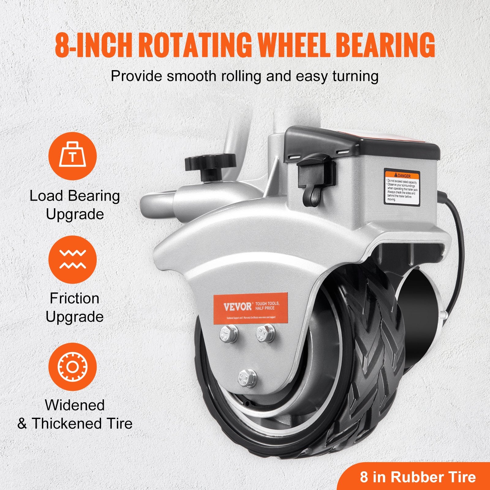 Spreaders & Wheelbarrows: VEVOR Electric Trailer Dolly, 5000lbs Towing Capacity, 350W 12V Trailer Jockey Wheel with 22 ft/min Moving Speed, 12''-24.8'' Adjustable Clamp Height & 8'' Rubber Tire, for Moving Trailer Caravan Boat