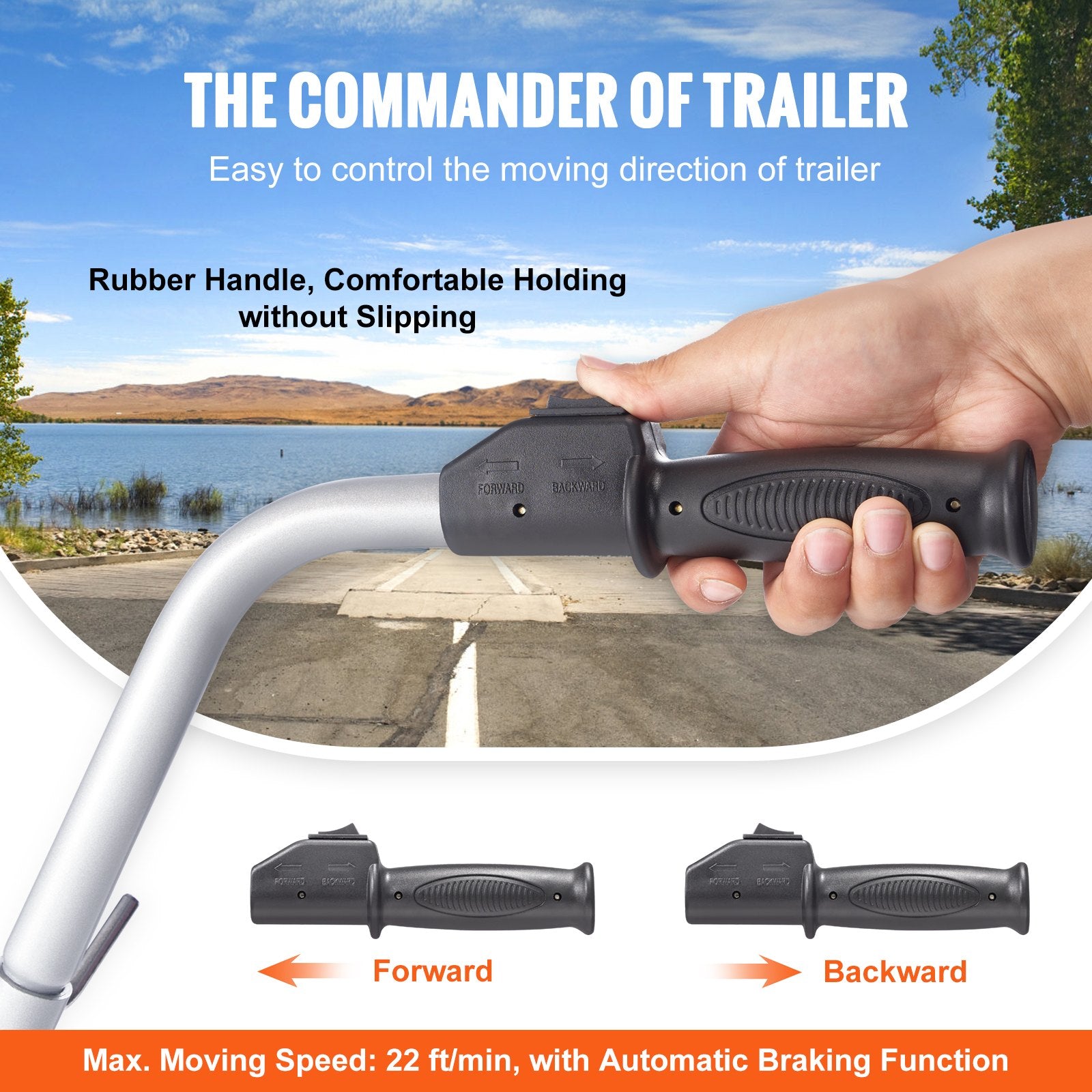 Spreaders & Wheelbarrows: VEVOR Electric Trailer Dolly, 5000lbs Towing Capacity, 350W 12V Trailer Jockey Wheel with 22 ft/min Moving Speed, 12''-24.8'' Adjustable Clamp Height & 8'' Rubber Tire, for Moving Trailer Caravan Boat