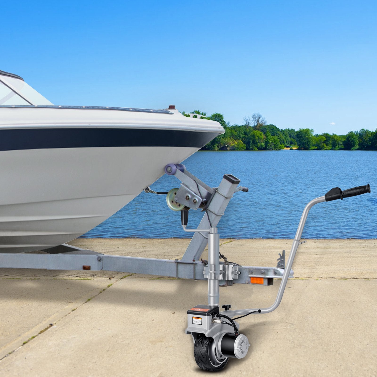Spreaders & Wheelbarrows: VEVOR Electric Trailer Dolly, 5000lbs Towing Capacity, 350W 12V Trailer Jockey Wheel with 22 ft/min Moving Speed, 12''-24.8'' Adjustable Clamp Height & 8'' Rubber Tire, for Moving Trailer Caravan Boat