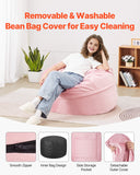 Outdoor Chairs: VEVOR 91 cm Round Bean Bag Chair with Removable Cover & Dutch Velvet Pink