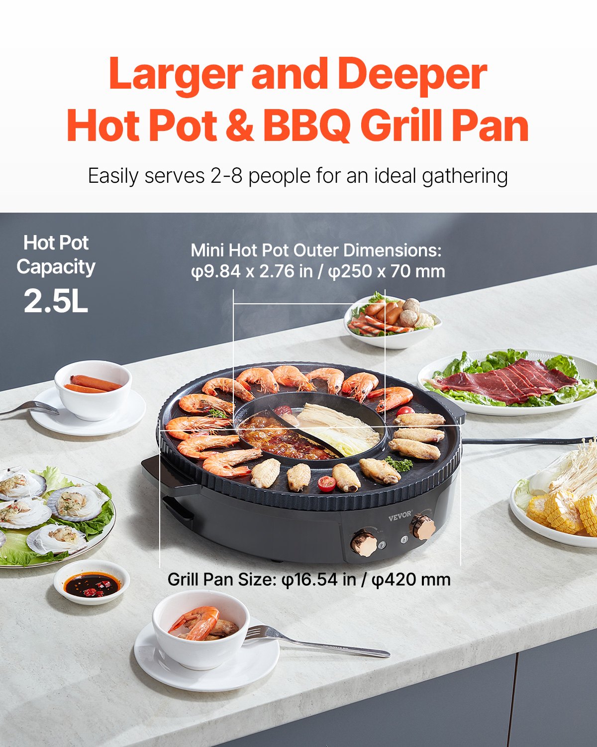 BBQ Tools: VEVOR Hot Pot with Grill 1800W 2-in-1 Electric Smokeless Grill and Hot Pot