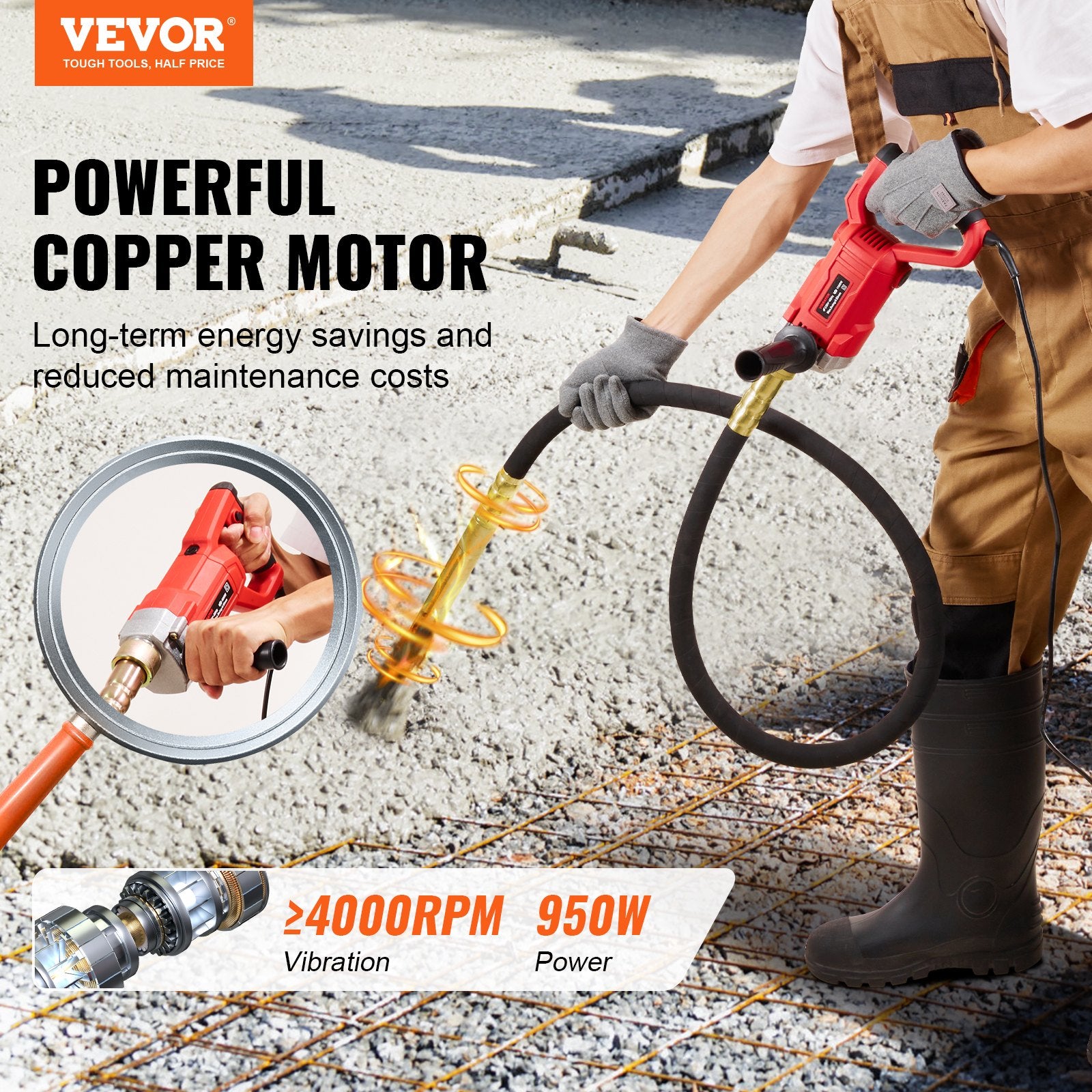 Pool Sweeps & Vacuums: VEVOR Handheld Electric Concrete Vibrator 960W 2M Shaft Air Bubble Remover