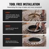 Pool Covers & Accessories: VEVOR Fire Pit Ring, 40-Inch Outer/36-Inch Inner Diameter, 10inch Height 2.5mm Thick Fire Pit Insert, Heavy Duty Carbon Steel Liner DIY Campfire Ring above or In-Ground, for Outdoor Camping, Bonfires