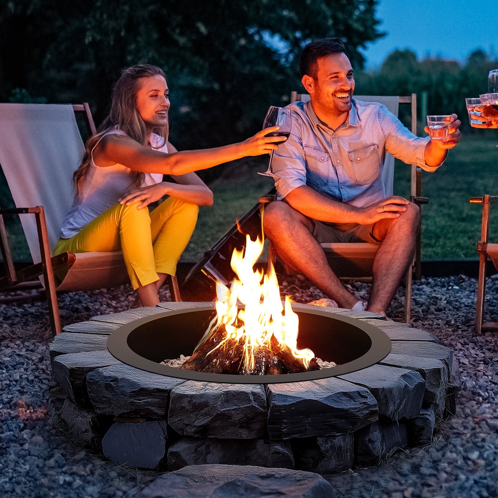Pool Covers & Accessories: VEVOR Fire Pit Ring, 40-Inch Outer/36-Inch Inner Diameter, 10inch Height 2.5mm Thick Fire Pit Insert, Heavy Duty Carbon Steel Liner DIY Campfire Ring above or In-Ground, for Outdoor Camping, Bonfires