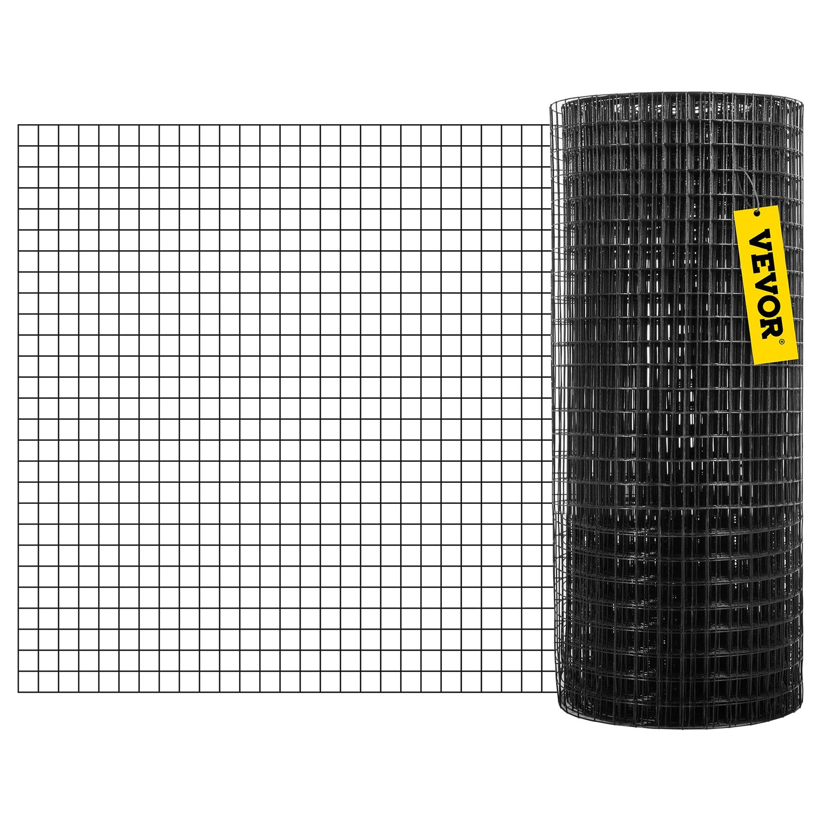 Hardware Cloth, 24"" x50\' & 1""x1"" Mesh Size, Galvanized Steel Vinyl Coated 16 Gauge Welded Wire with A Cutting Plier & A Pair of Fabric Gloves, for Garden Fencing & Pet Enclosures, Black