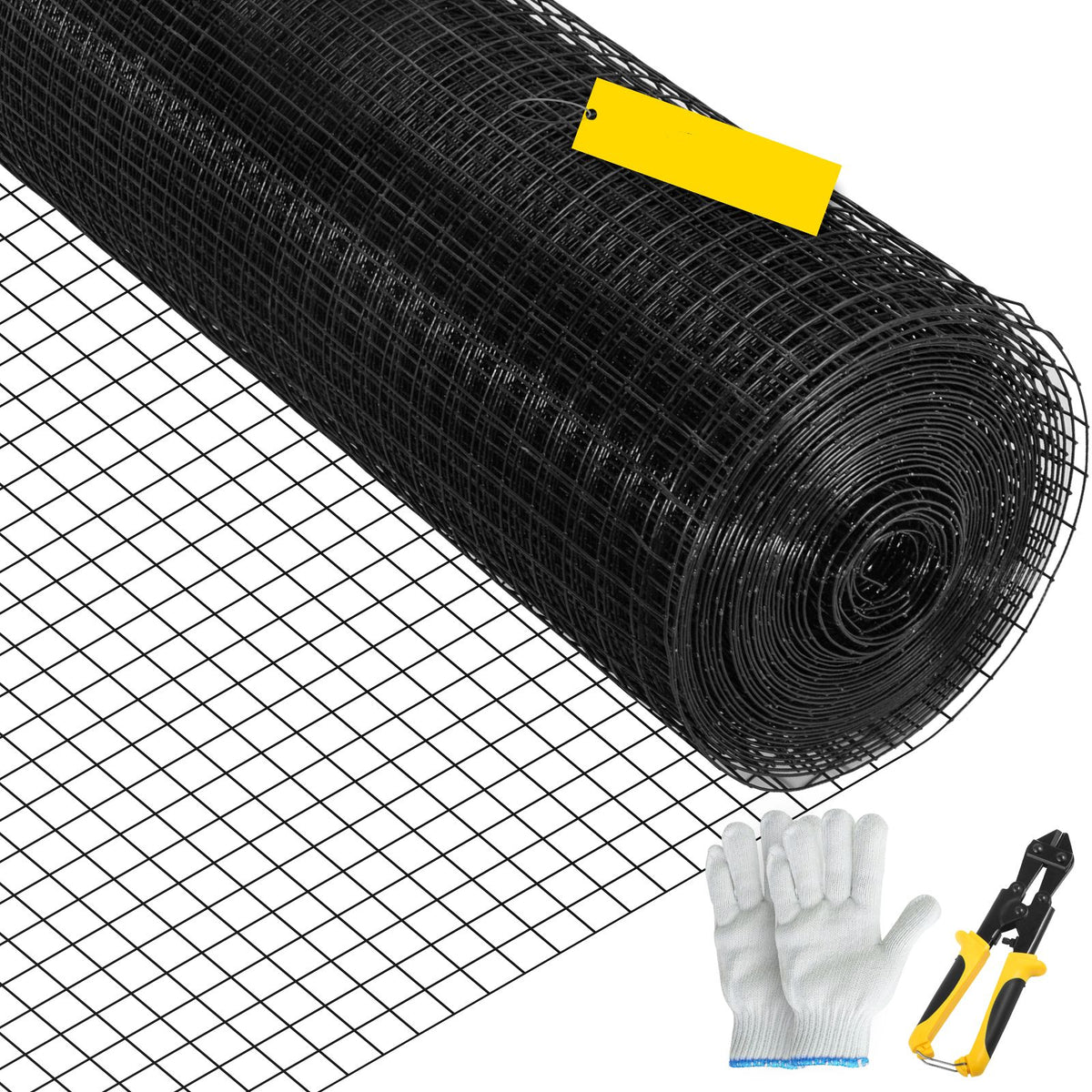 Hardware Cloth, 24" x 100' & 1"x1" Mesh Size, Galvanized Steel Vinyl Coated 16 Gauge Chicken Wire Fencing with A Cutting Plier & A Pair of Fabric Gloves, for Garden Fencing & Pet Enclosures,