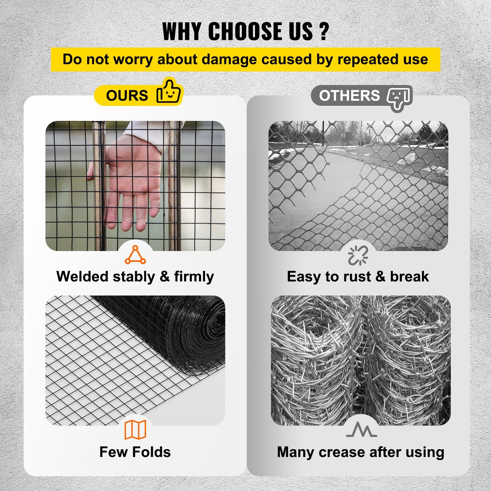Fencing: VEVOR Hardware Cloth, 48"" x 50\' & 1""x1"" Mesh Size, Galvanized Steel Vinyl Coated 16 Gauge Chicken Wire Fencing with A Cutting Plier & A Pair of Fabric Gloves, for Garden Fencing & Pet Enclosures,