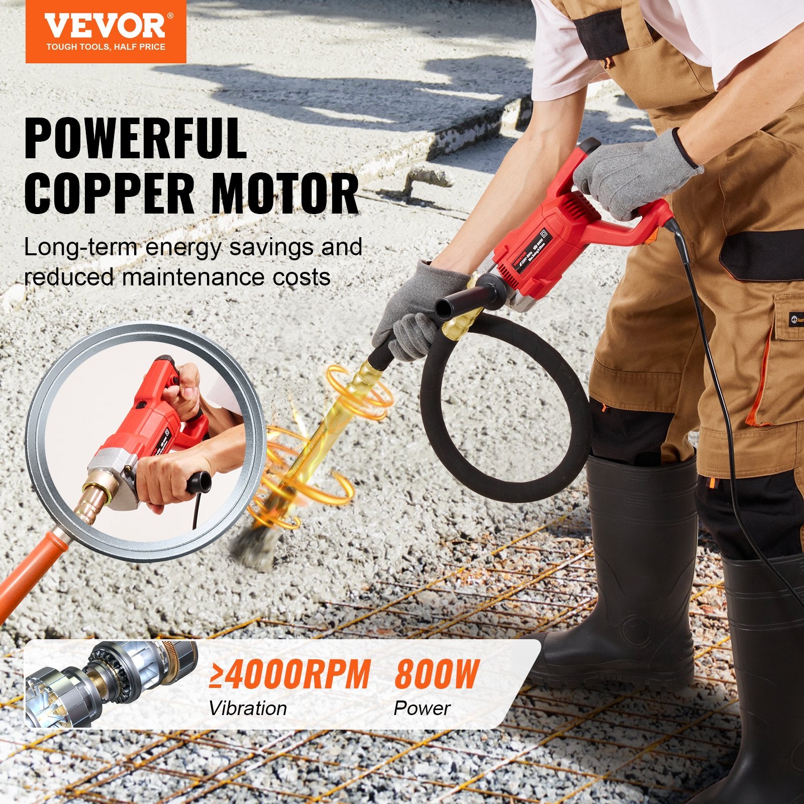 Pool Sweeps & Vacuums: VEVOR Handheld Electric Concrete Vibrator 800W 1.5M Shaft Air Bubble Remover