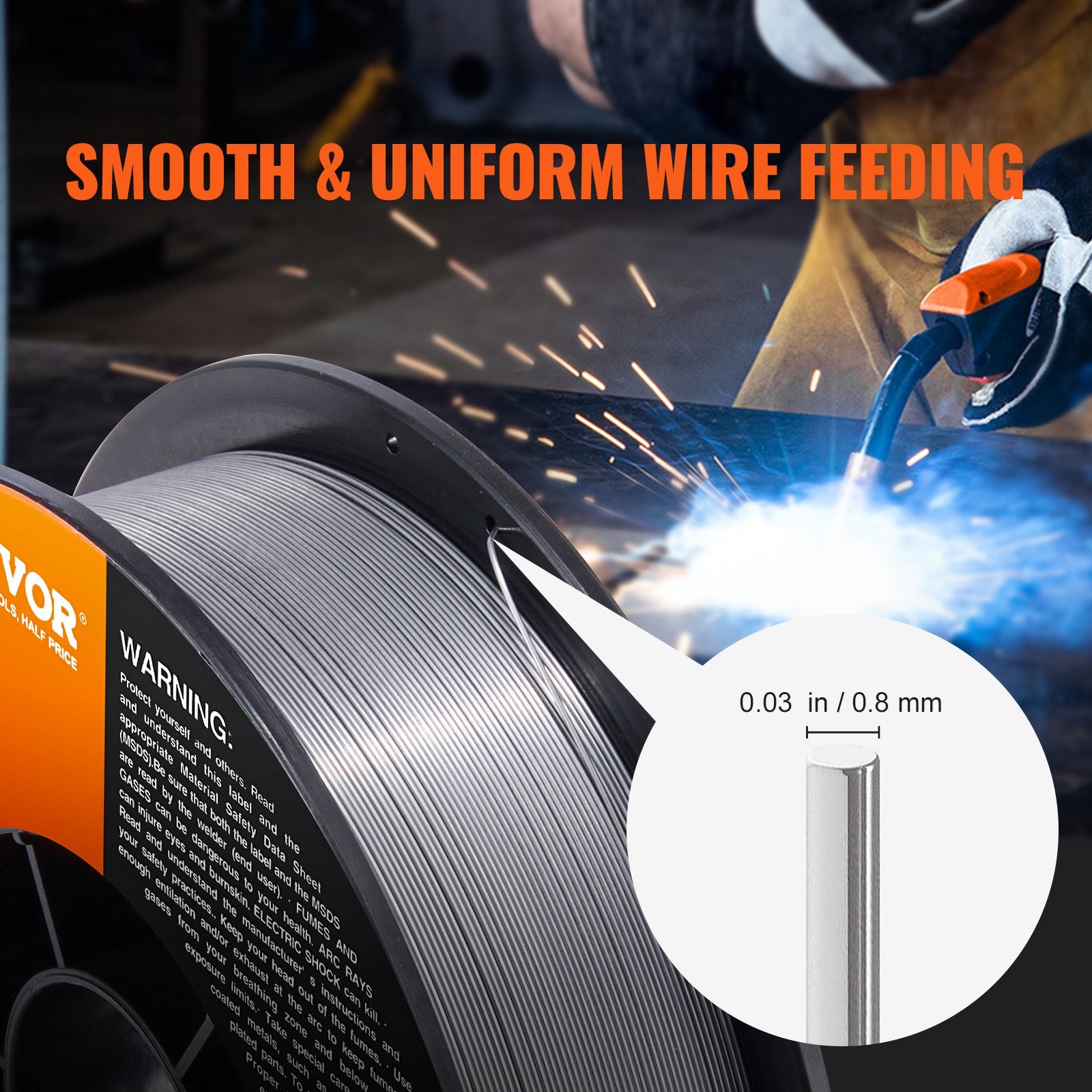 Automotive Repair & Speciality Tools: VEVOR Flux Core Welding Wire, E71T-GS 0.030-inch 10LBS, Gasless Mild Steel MIG Welding Wire with Low Splatter for All Position Arc Welding and Outdoor Use
