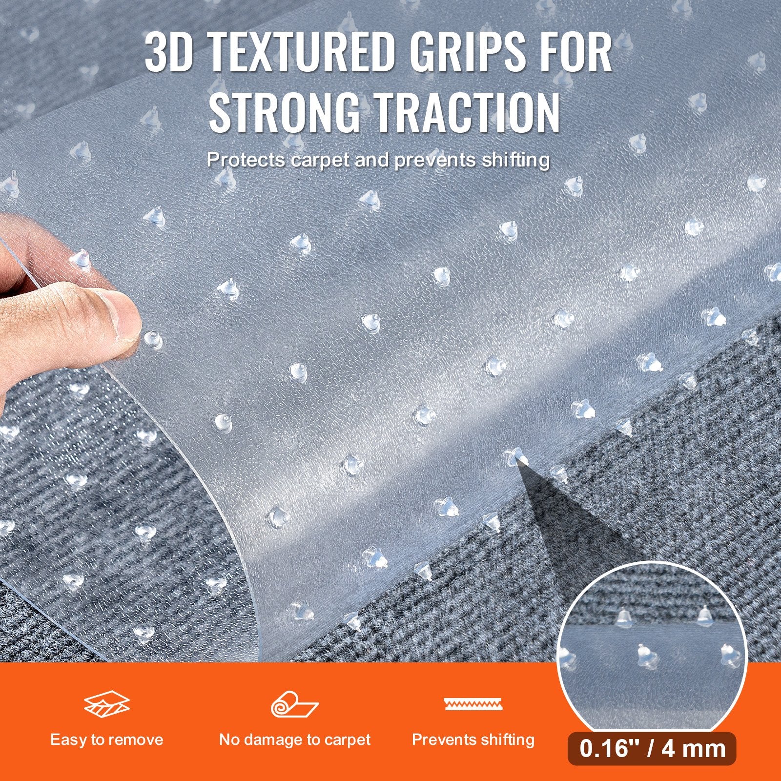 Carpet Protector for Pets, 15" x 4' PVC Scratch-Proof Cat Carpet Protector for Doorway, Anti-Slip Cat Scratch Protector Mat, Easy to Cut Plastic Carpet Scratch Stopper, Cat Scratch Guard Carpet
