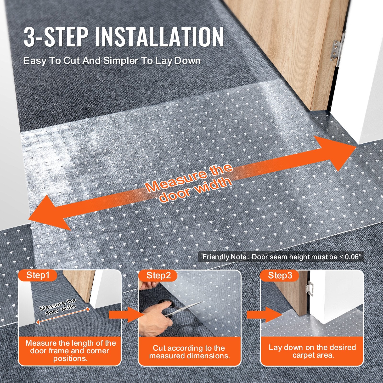 Carpet Protector for Pets, 15" x 4' PVC Scratch-Proof Cat Carpet Protector for Doorway, Anti-Slip Cat Scratch Protector Mat, Easy to Cut Plastic Carpet Scratch Stopper, Cat Scratch Guard Carpet