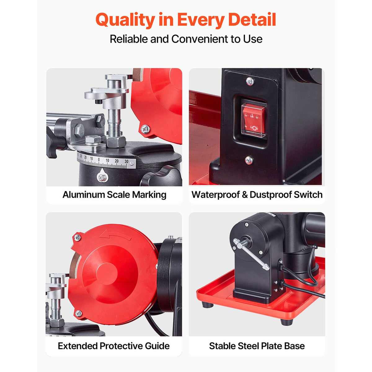 Circular Saw Blade Sharpener, 370W 2890RPM Rotary Angle Mill Grinder Sharpening Machine with 125mm Grinding Wheel & 6 Saw Centerings - Fits Φ80mm to Φ700mm Circular Saw Blades