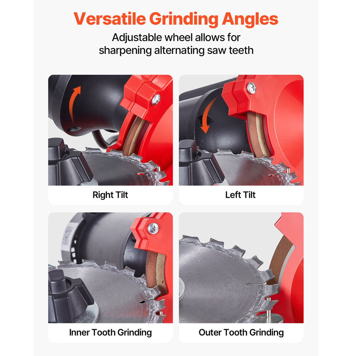 Circular Saw Blade Sharpener with Water Tank, 370W 2890RPM Rotary Angle Mill Grinder, Water Injection Sharpening Machine with 125mm Grinding Wheel - Fits Φ80mm to Φ700mm Circular Saw Blades