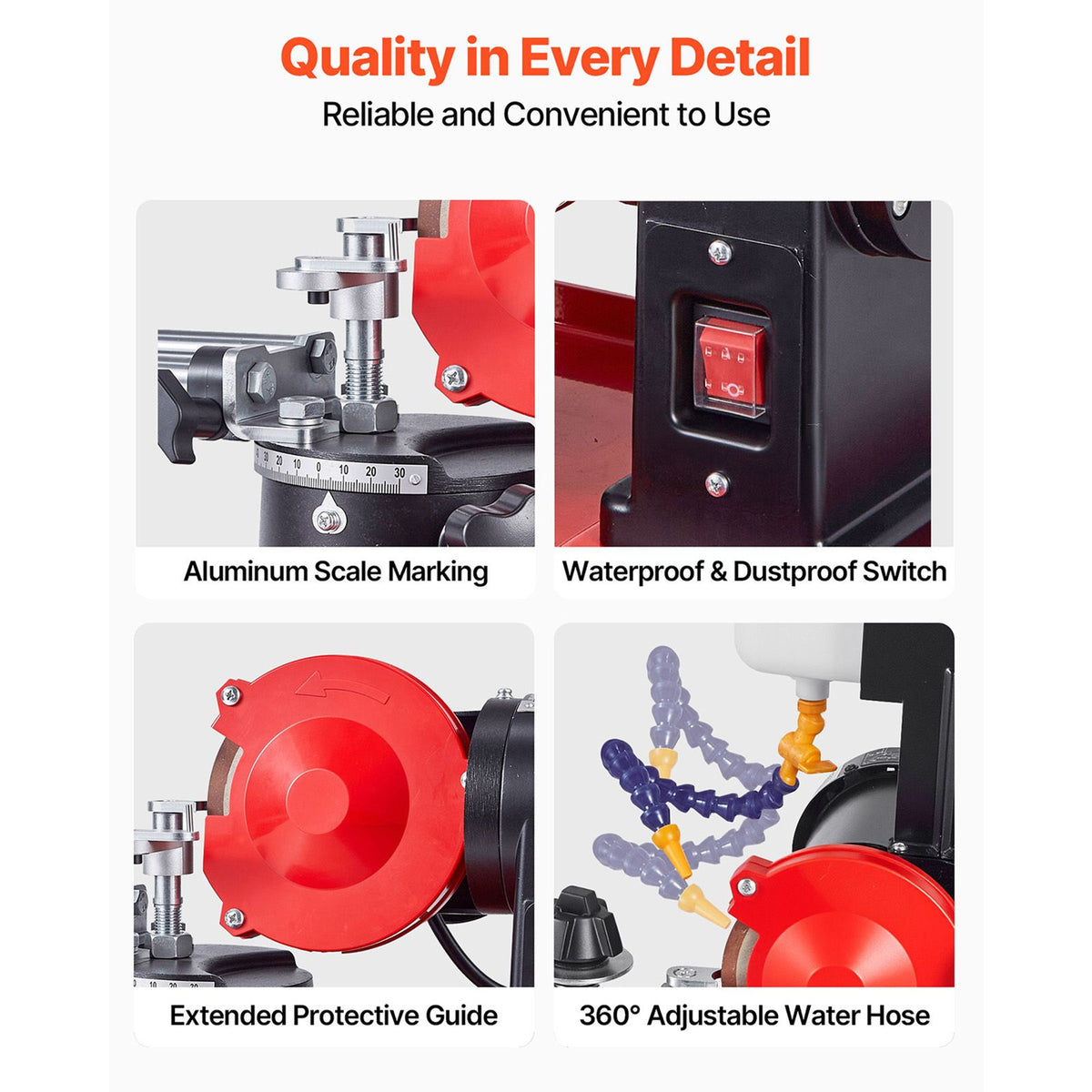 Circular Saw Blade Sharpener with Water Tank, 370W 2890RPM Rotary Angle Mill Grinder, Water Injection Sharpening Machine with 125mm Grinding Wheel - Fits Φ80mm to Φ700mm Circular Saw Blades