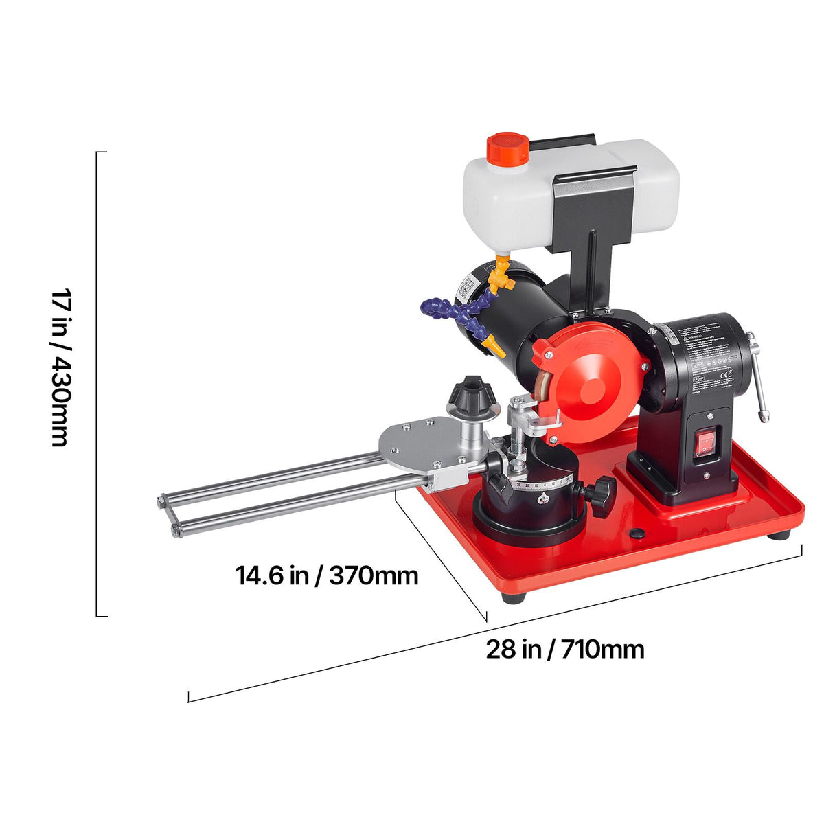 Circular Saw Blade Sharpener with Water Tank, 370W 2890RPM Rotary Angle Mill Grinder, Water Injection Sharpening Machine with 125mm Grinding Wheel - Fits Φ80mm to Φ700mm Circular Saw Blades