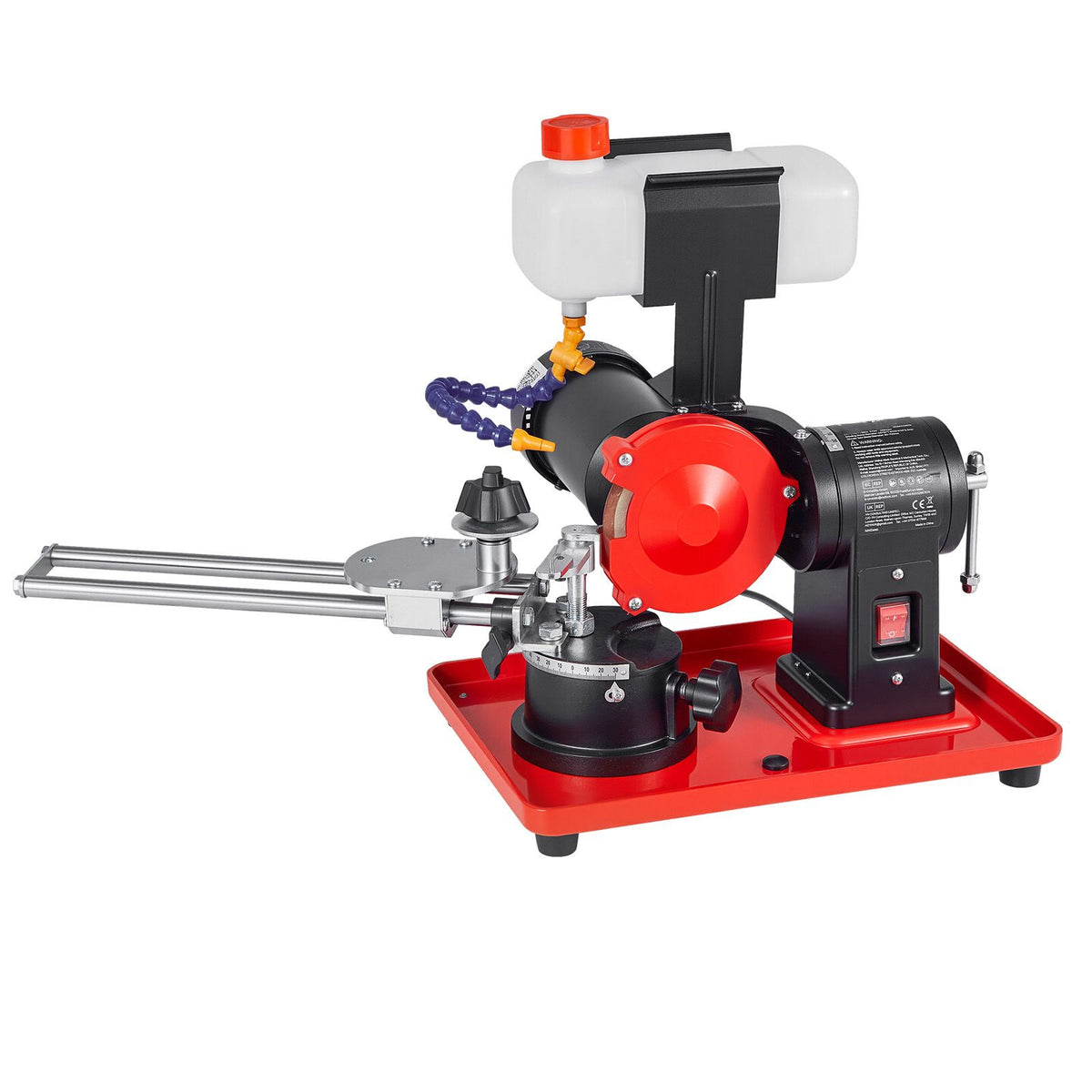 Circular Saw Blade Sharpener with Water Tank, 370W 2890RPM Rotary Angle Mill Grinder, Water Injection Sharpening Machine with 125mm Grinding Wheel - Fits Φ80mm to Φ700mm Circular Saw Blades