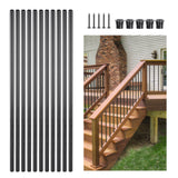 Building Toys: VEVOR Staircase Balusters 101 Pack, 32 In Aluminum Stair Balusters, 3/4 In Water-Proof Round Metal Spindle Railing, Hollow Deck Railing with Rail Caps & Screws for Stairs, Porch, Patio, Fence, Black