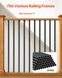 Dog Carriers & Crates: VEVOR Staircase Balusters 51 Pack, 660 mm Aluminum Stair Balusters, 19 mm Water-Proof Round Metal Spindle Railing, Hollow Deck Railing with Rail Caps & Screws for Stairs, Porch, Patio, Fence, Black