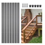 Dog Carriers & Crates: VEVOR Staircase Balusters 51 Pack, 660 mm Aluminum Stair Balusters, 19 mm Water-Proof Round Metal Spindle Railing, Hollow Deck Railing with Rail Caps & Screws for Stairs, Porch, Patio, Fence, Black