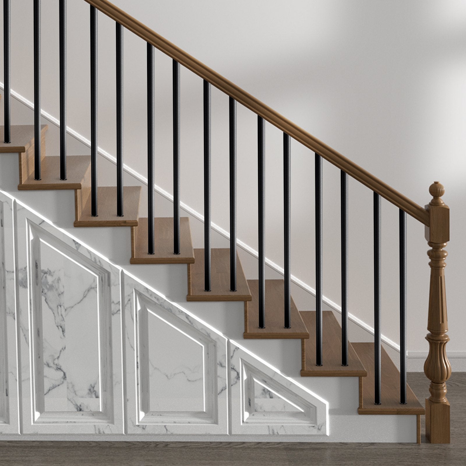 Dog Carriers & Crates: VEVOR Staircase Balusters 51 Pack, 813 mm Aluminum Stair Balusters, 19 mm Water-Proof Round Metal Spindle Railing, Hollow Deck Railing with Rail Caps & Screws for Stairs, Porch, Patio, Matte Black
