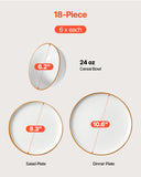 Outdoor Dining Sets: VEVOR 18 PCS Dinnerware Set Ceramic Plates and Bowls Sets Service for 6 White