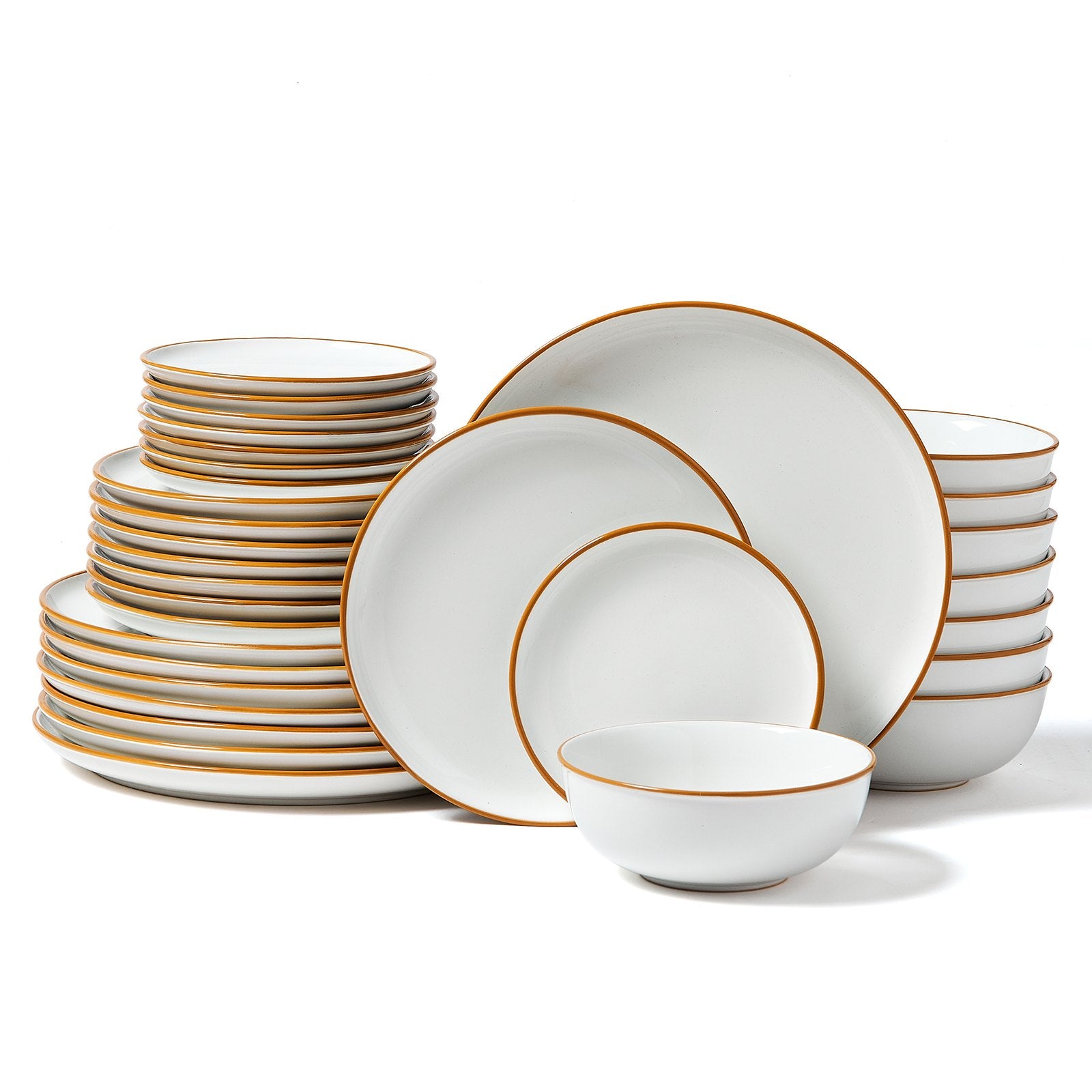 Outdoor Dining Sets: VEVOR 32 PCS Dinnerware Set Ceramic Plates and Bowls Sets Service for 8 White