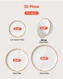 Outdoor Dining Sets: VEVOR 32 PCS Dinnerware Set Ceramic Plates and Bowls Sets Service for 8 White