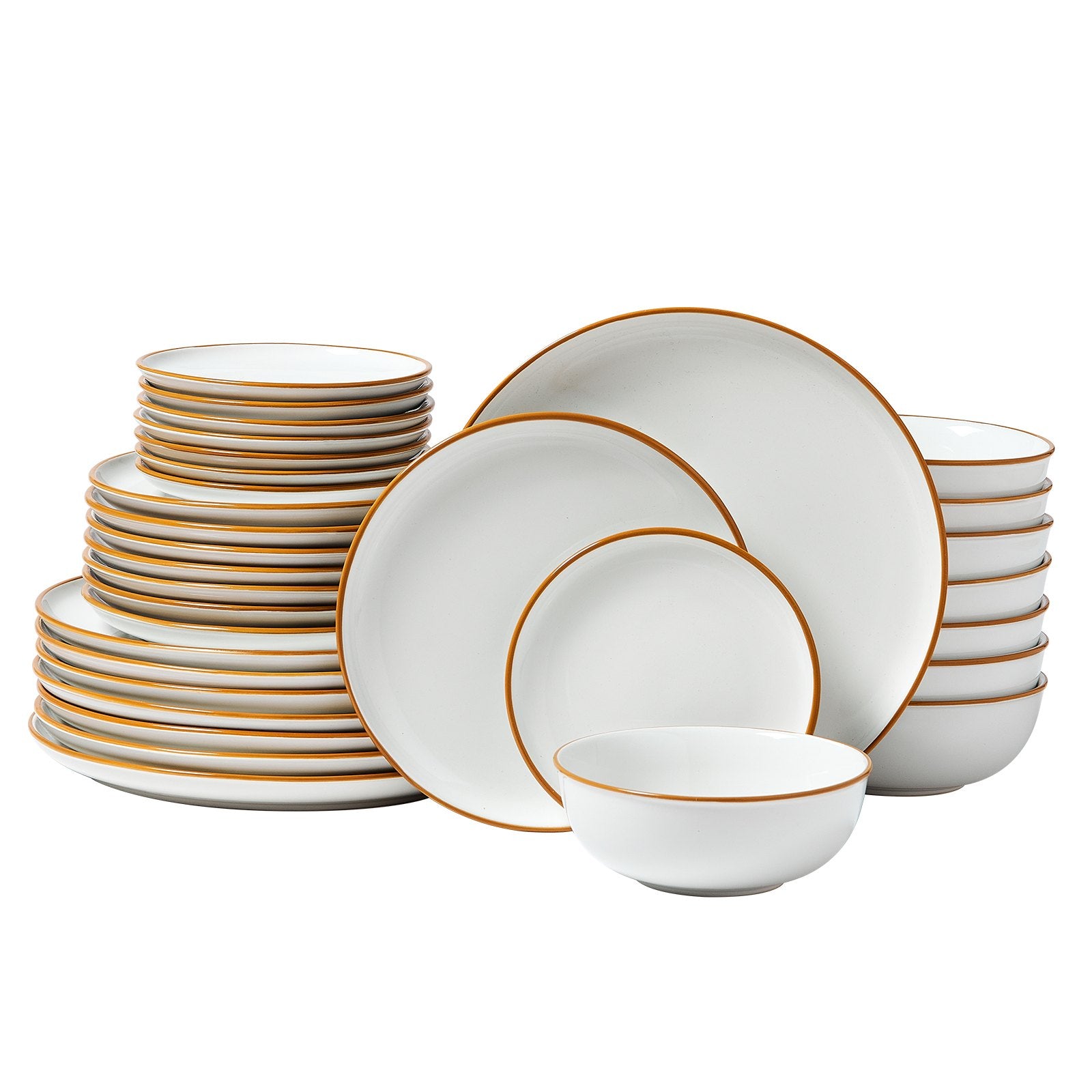 Outdoor Dining Sets: VEVOR 32 PCS Dinnerware Set Ceramic Plates and Bowls Sets Service for 8 White