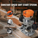 Chainsaws: VEVOR Wood Router, 1.25HP 800W, Compact Wood Trimmer Router Combo Tool with Plunge and Fixed Base, 30000RPM 6 Variable Speeds, with 1/4'' & 5/16'' Collets Dust Hood, for Woodworking Slotting Trimming