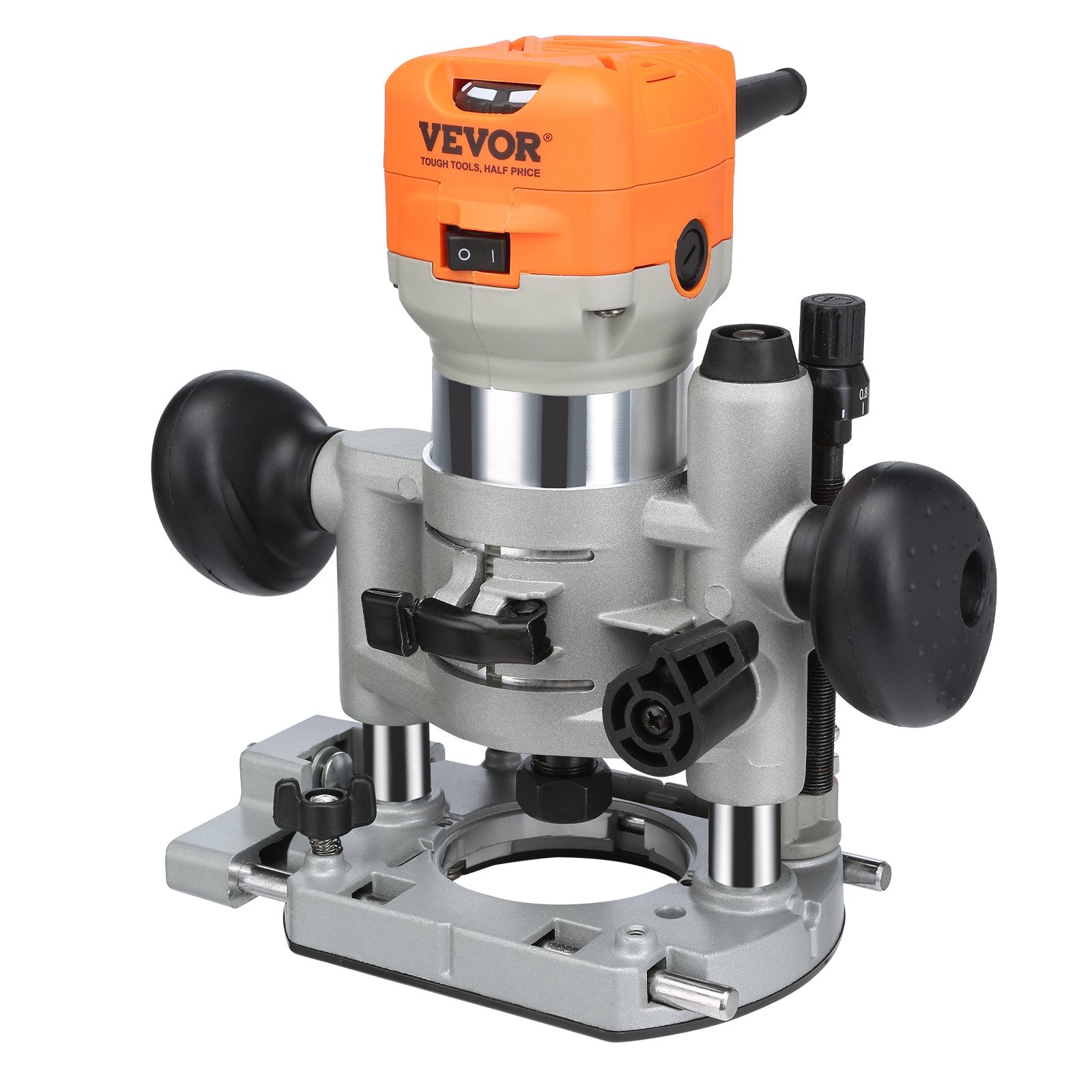Chainsaws: VEVOR Wood Router, 1.25HP 800W, Compact Wood Trimmer Router Combo Tool with Plunge and Fixed Base, 30000RPM 6 Variable Speeds, with 1/4'' & 5/16'' Collets Dust Hood, for Woodworking Slotting Trimming
