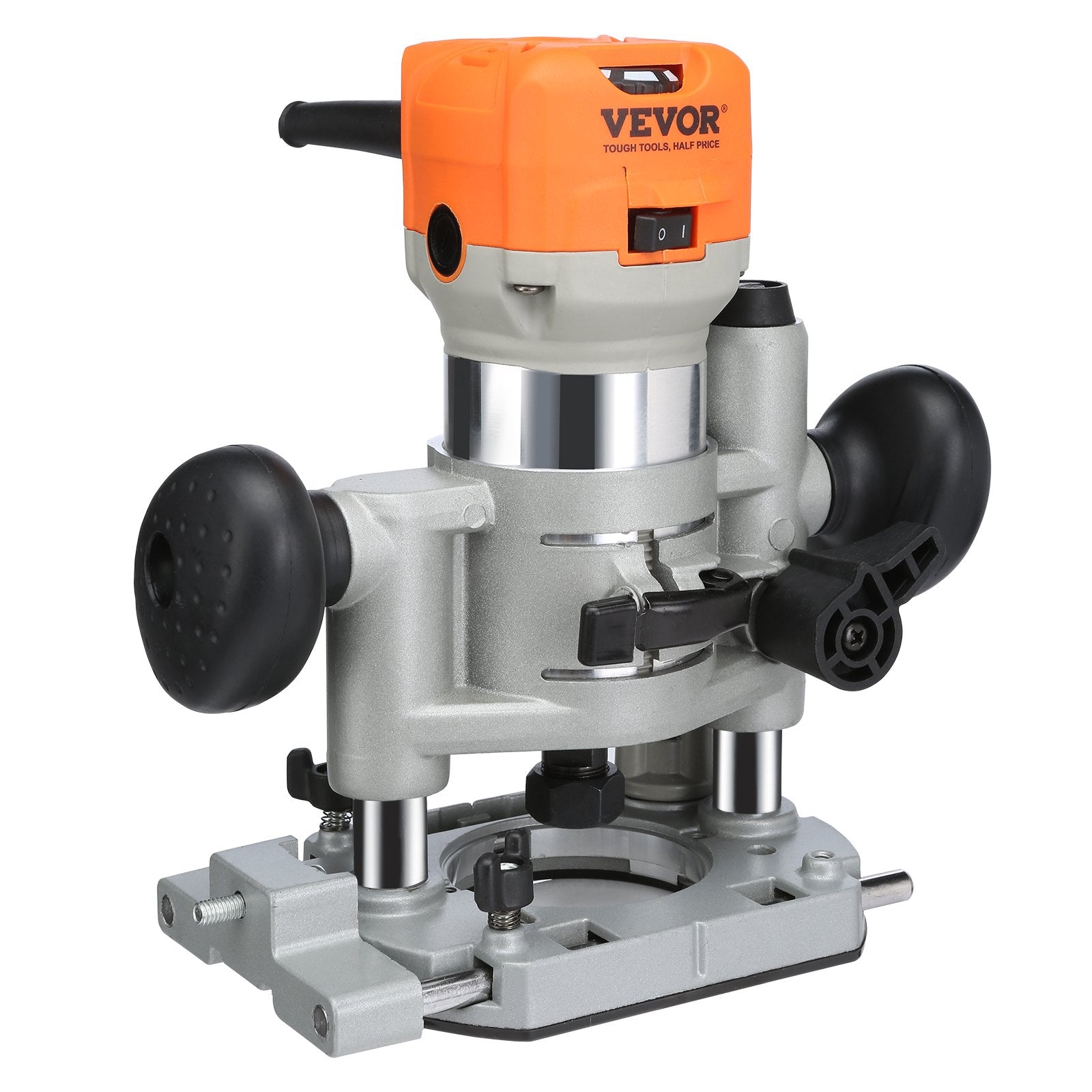 Chainsaws: VEVOR Wood Router, 1.25HP 800W, Compact Wood Trimmer Router Combo Tool with Plunge and Fixed Base, 30000RPM 6 Variable Speeds, with 1/4'' & 5/16'' Collets Dust Hood, for Woodworking Slotting Trimming