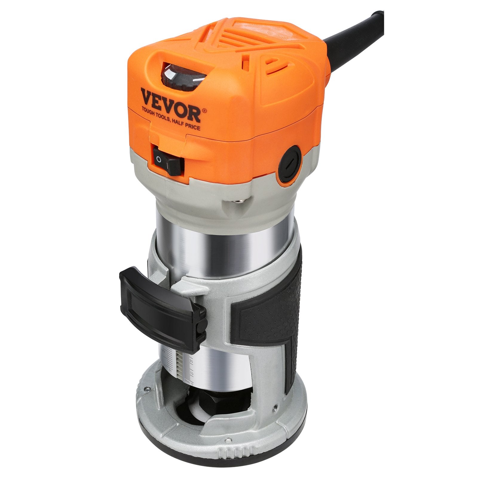 Chainsaws: VEVOR Wood Router, 1.25HP 800W, Compact Wood Trimmer Router Tool, 30000RPM Max Speed 6 Variable Speeds, with 1/4'' & 5/16'' Collets 12 PCs Milling Cutters Dust Hood, for Woodworking Slotting Trimming