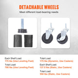 VEVOR Storage Shelving Unit with Wheels, 4-Tier Adjustable, 700 lbs Capacity, Heavy Duty Garage Shelves Metal Organizer Wire Rack, Black, 47.2" L x 17.7" W x 74" H for Kitchen Pantry Basement Bathroom