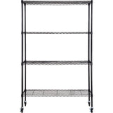 VEVOR Storage Shelving Unit with Wheels, 4-Tier Adjustable, 700 lbs Capacity, Heavy Duty Garage Shelves Metal Organizer Wire Rack, Black, 47.2" L x 17.7" W x 74" H for Kitchen Pantry Basement Bathroom