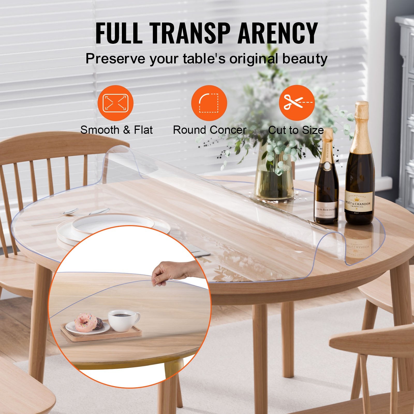 Audio Accessories: VEVOR Plastic Table Cover, 42 x 42 Inch 2.0 mm Thick Clear Table Protector, Round PVC Desk Mat, Waterproof & Easy Cleaning Desk Pad Tablecloth, for Office Dresser Dining Room Table Night Stand