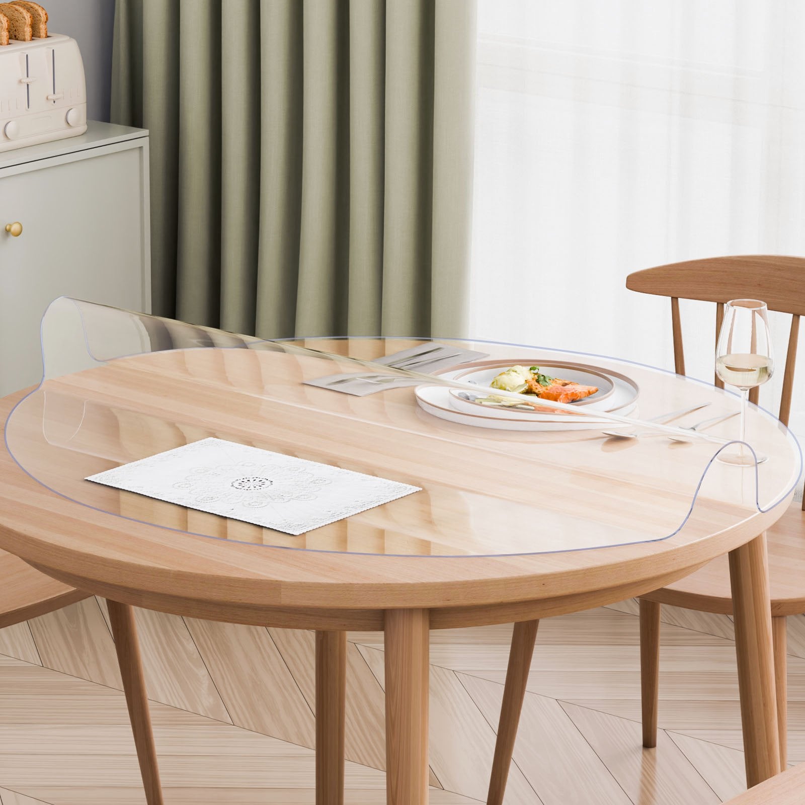 Audio Accessories: VEVOR Plastic Table Cover, 42 x 42 Inch 2.0 mm Thick Clear Table Protector, Round PVC Desk Mat, Waterproof & Easy Cleaning Desk Pad Tablecloth, for Office Dresser Dining Room Table Night Stand