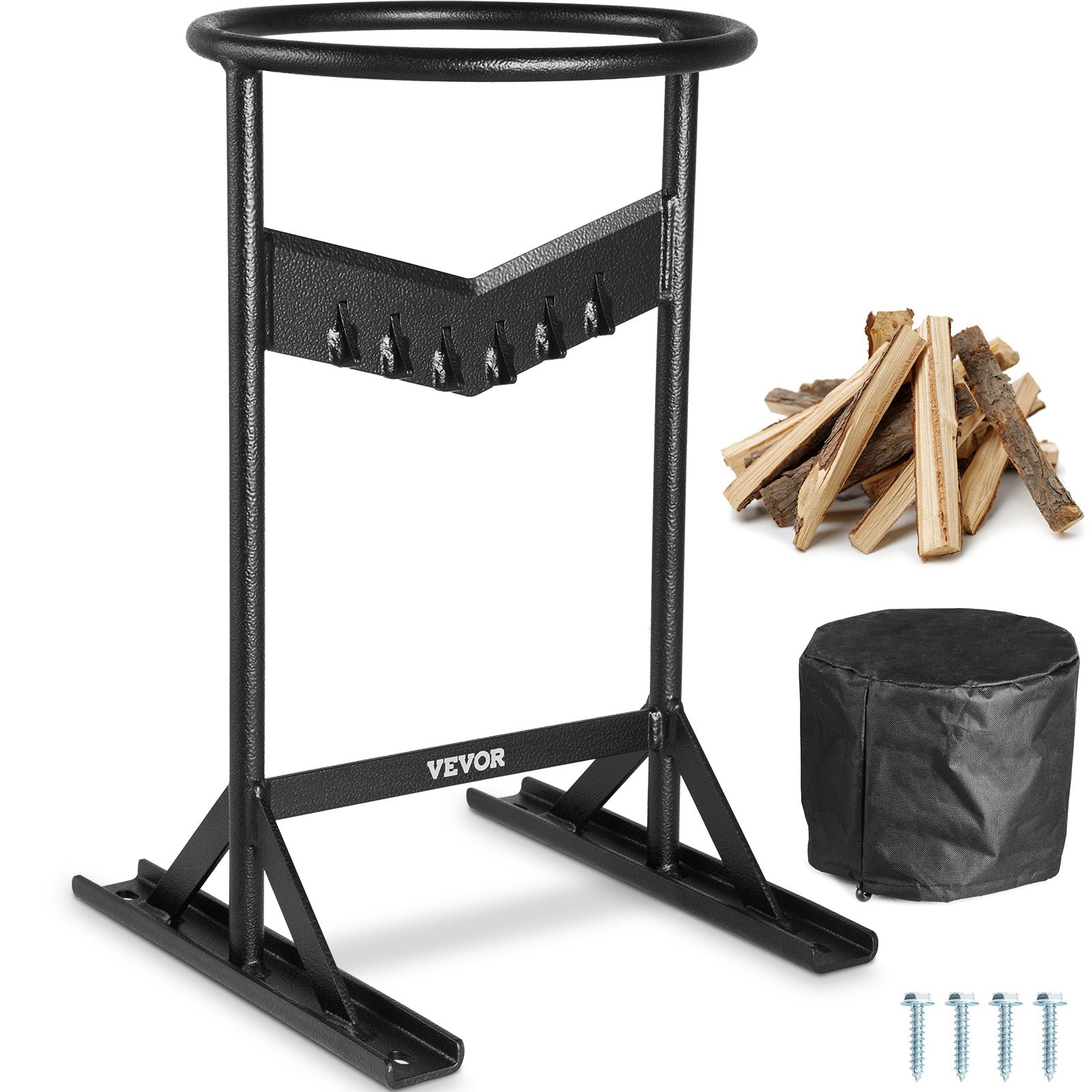 Chainsaws: VEVOR Firewood Kindling Splitter, 9''x17'' XL Wood Splitter, Unique V-Shaped Finger-Safety Blade, Manual Log Splitter for Wood Splitting, Heavy Duty Strong Steel Structure & Stability, Log Splitter