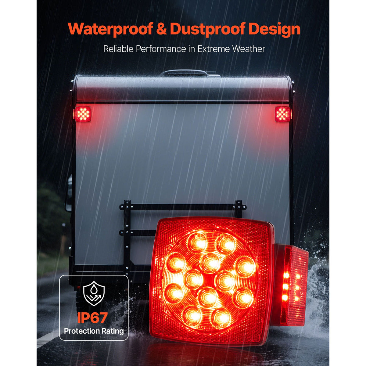 Trailer Lights, LED Trailer Tail Lights Kit with Stop Brake Turn Tail License Plate Clearance Lamp, Waterproof Tow Lighting Kit with Wiring Harness for Boat Truck Camper RV Snowmobile Caravan