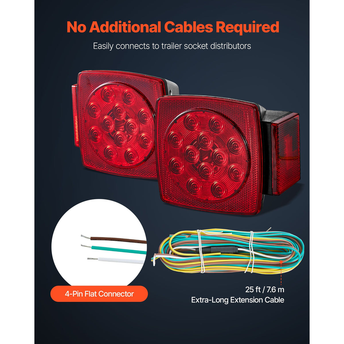 Trailer Lights, LED Trailer Tail Lights Kit with Stop Brake Turn Tail License Plate Clearance Lamp, Waterproof Tow Lighting Kit with Wiring Harness for Boat Truck Camper RV Snowmobile Caravan