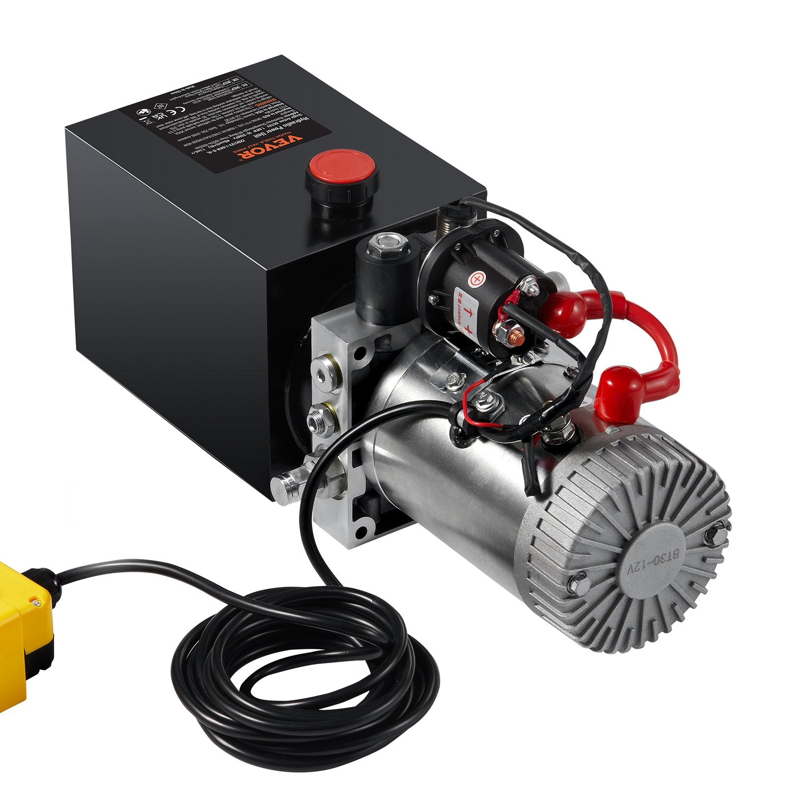 Fuel & Exhaust: VEVOR Hydraulic Pump, 4 Quart Hydraulic Power Unit, Single Acting Dump Trailer Pump, 0.91 GPM Flow Rate, 3200 PSI Max Relief Pressure, DC 12V Hydraulic Pump for Dump Trailer Car Lifting